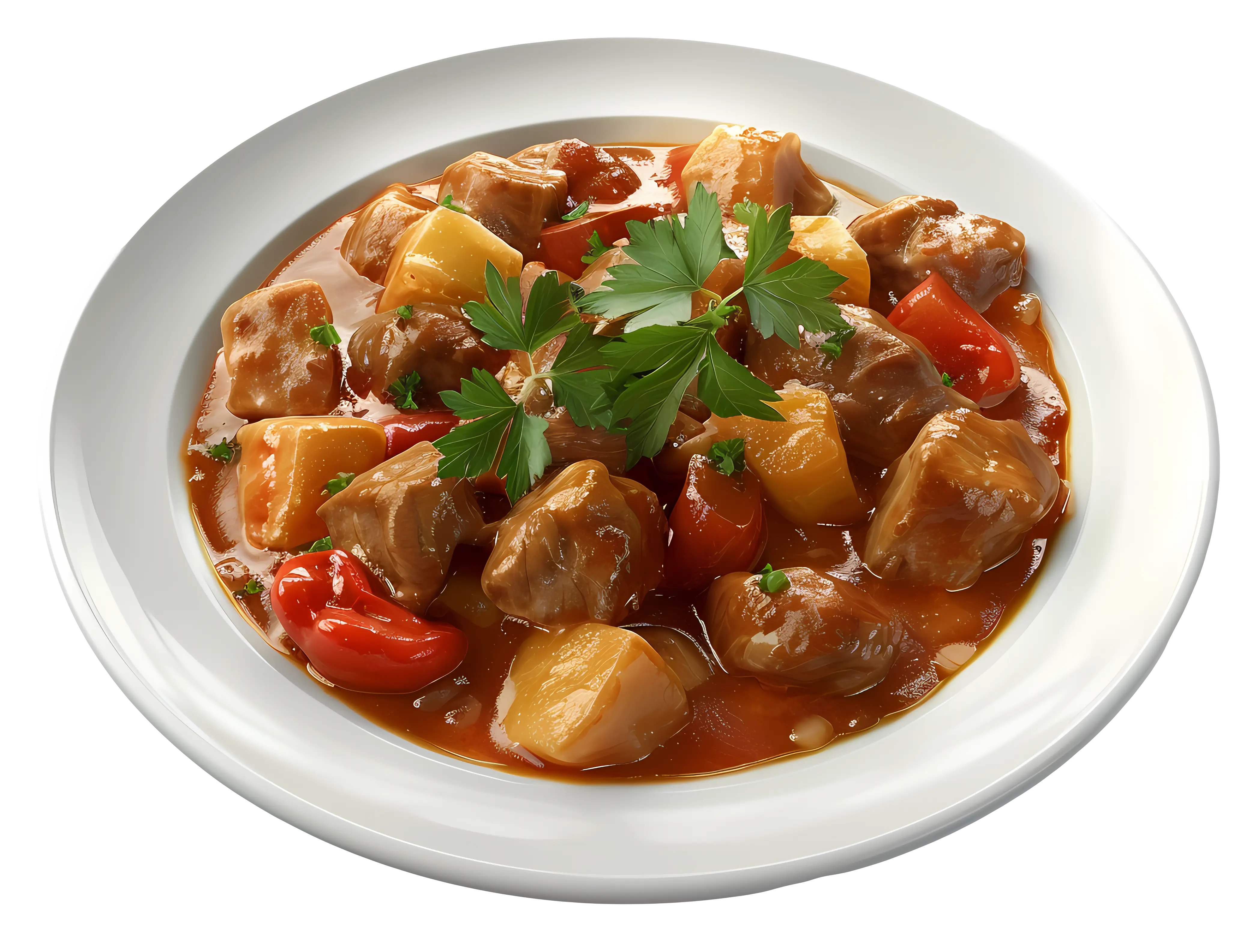 Bowl of Stew with Vegetables and Meat Illustration