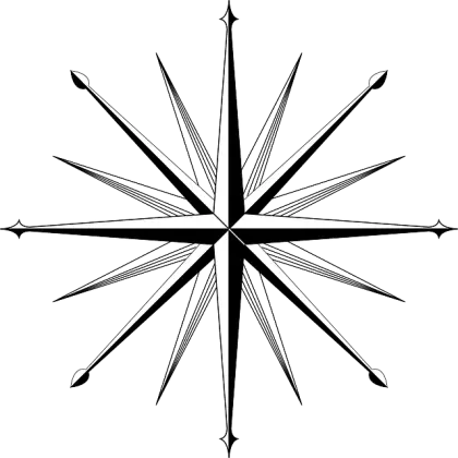 Black Compass Rose for Navigation and Mapping