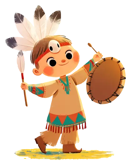Child Playing Drum Illustration