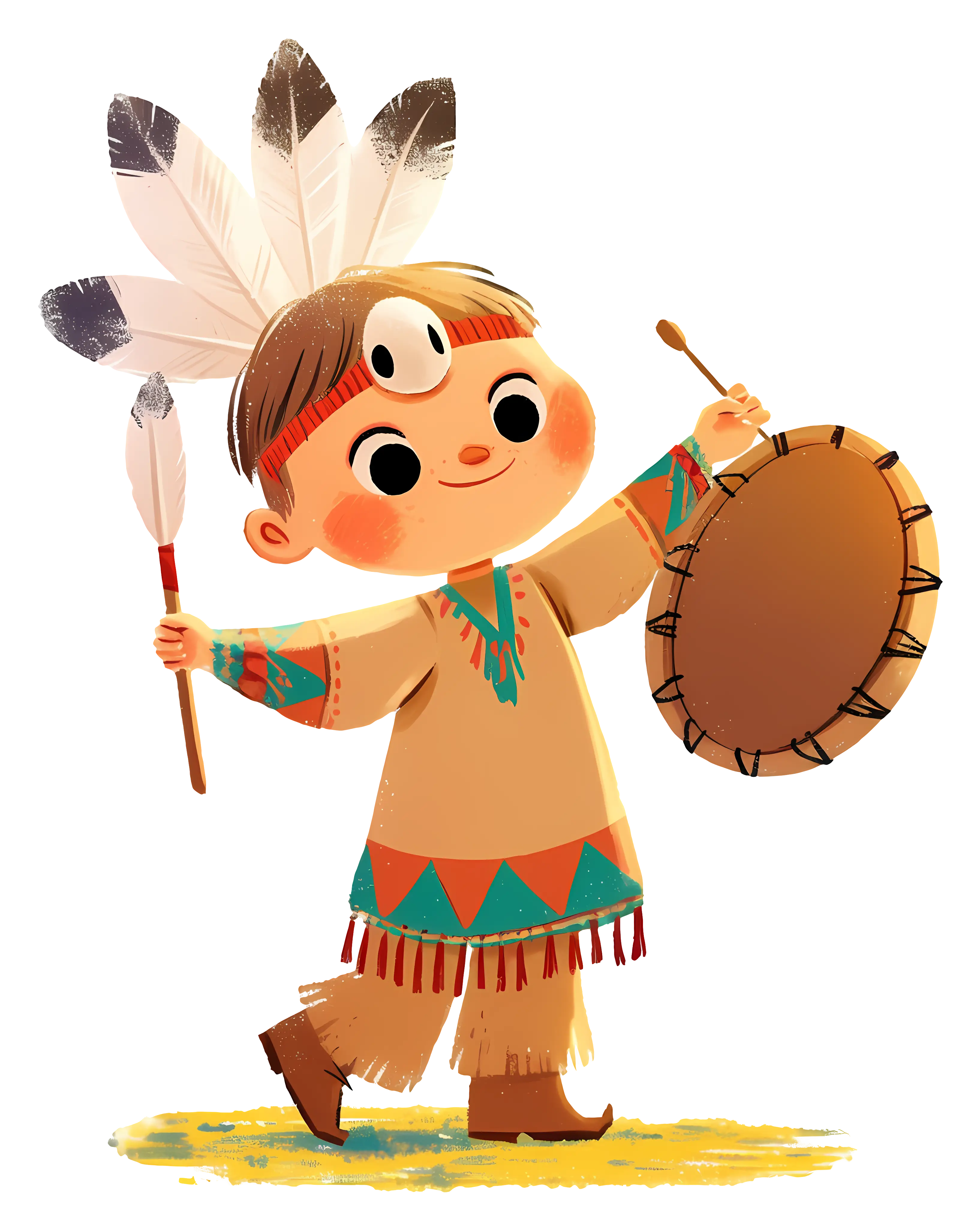 Child Playing Drum Illustration