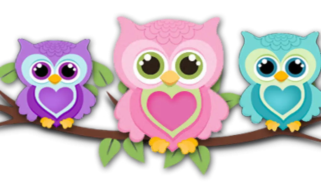 Cute Colorful Owls on a Branch
