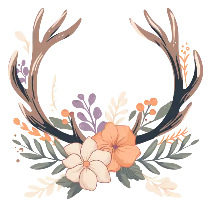 Nature-Inspired Floral Wreath with Antlers