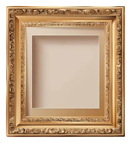 Golden Picture Frame with Ornate Design for Photo Display