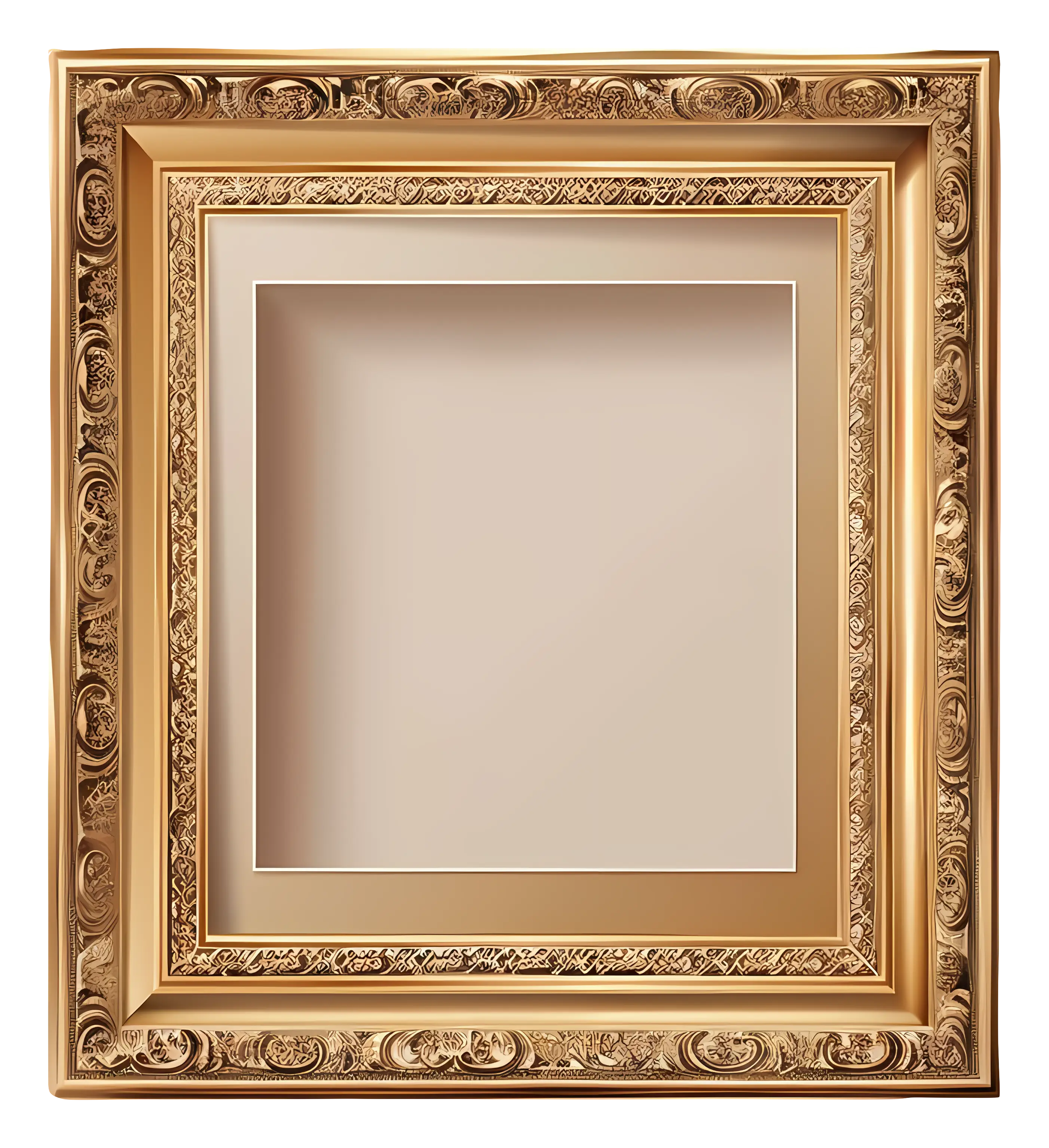 Golden Picture Frame with Ornate Design for Photo Display