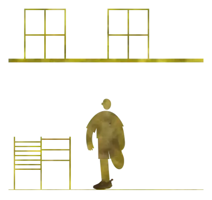 Yellow Abstract Figure and Furniture