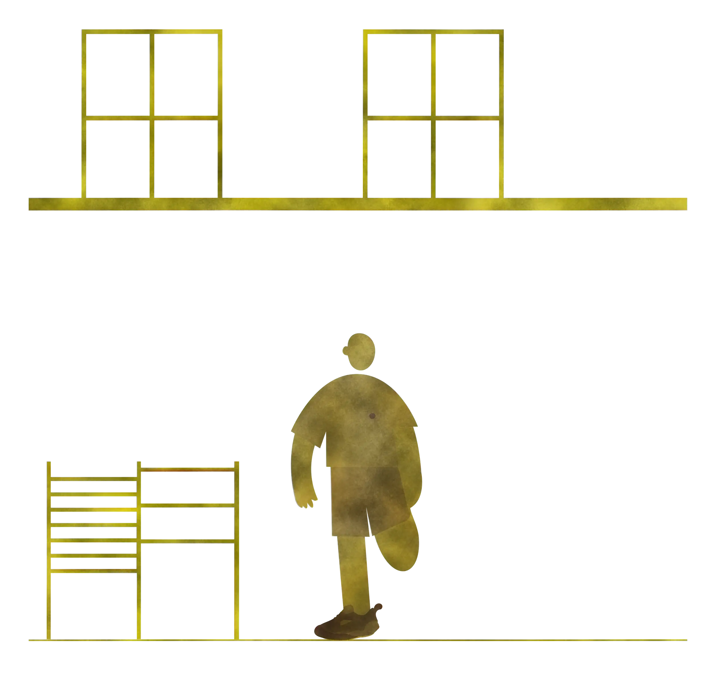 Yellow Abstract Figure and Furniture