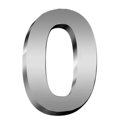 Silver 3D Number Zero Symbol