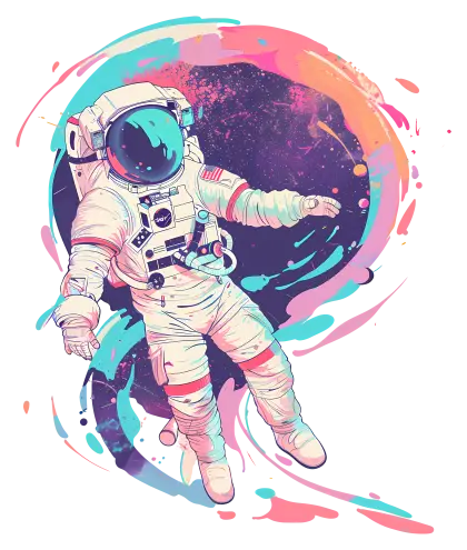 Astronaut in Colorful Cosmic Swirl