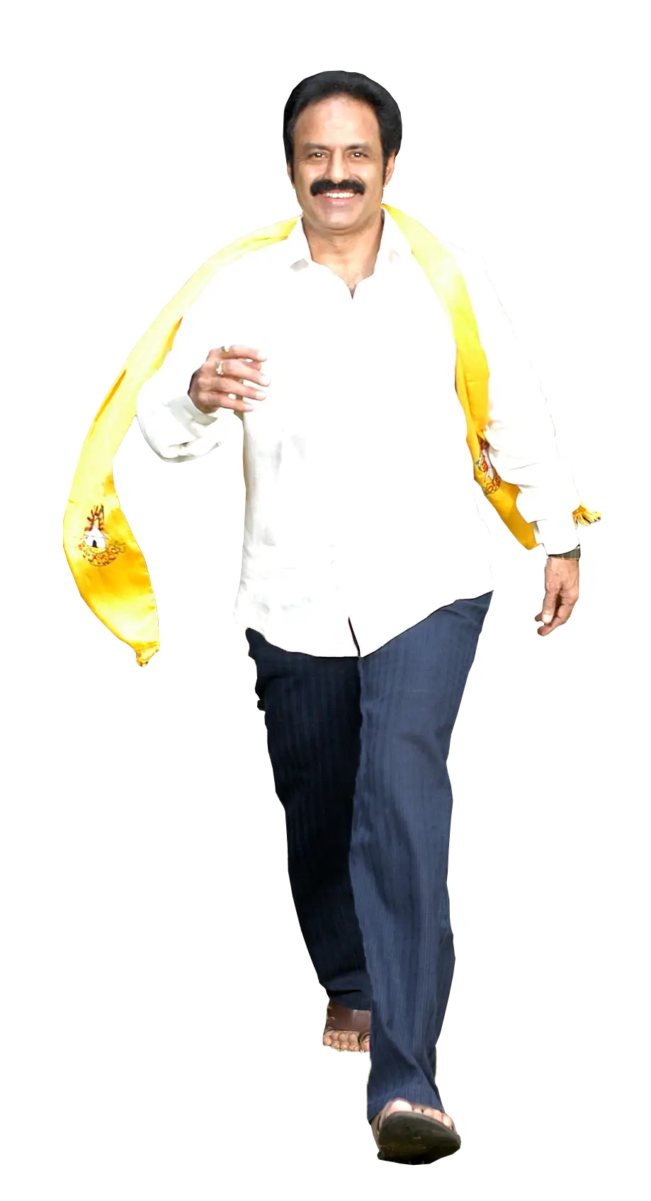 Man Walking with Yellow Scarf
