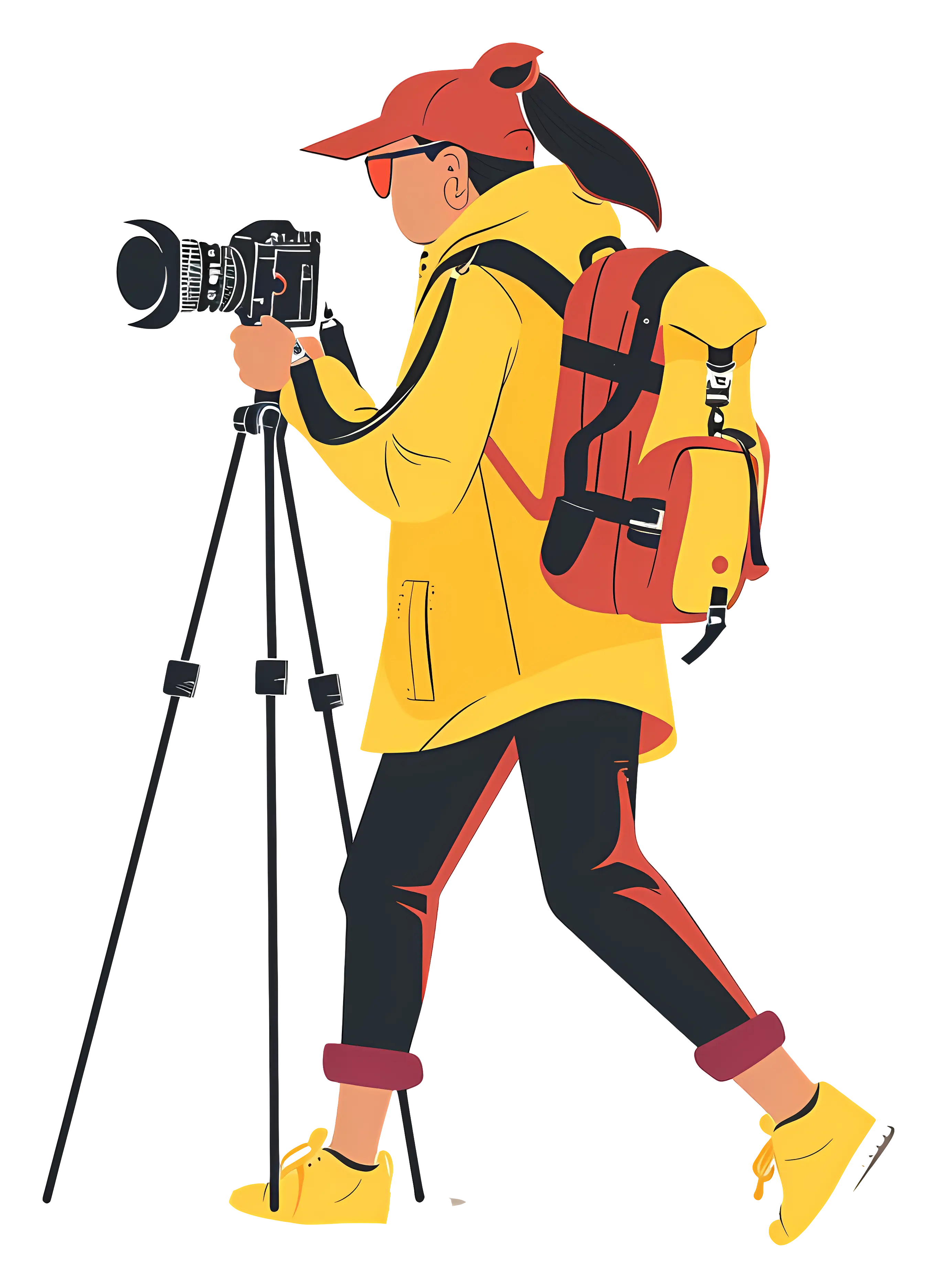 Female Photographer with Camera on Adventure