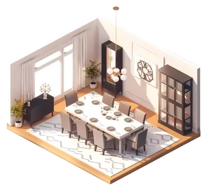 Elegant Dining Room Interior with Modern Furnishing