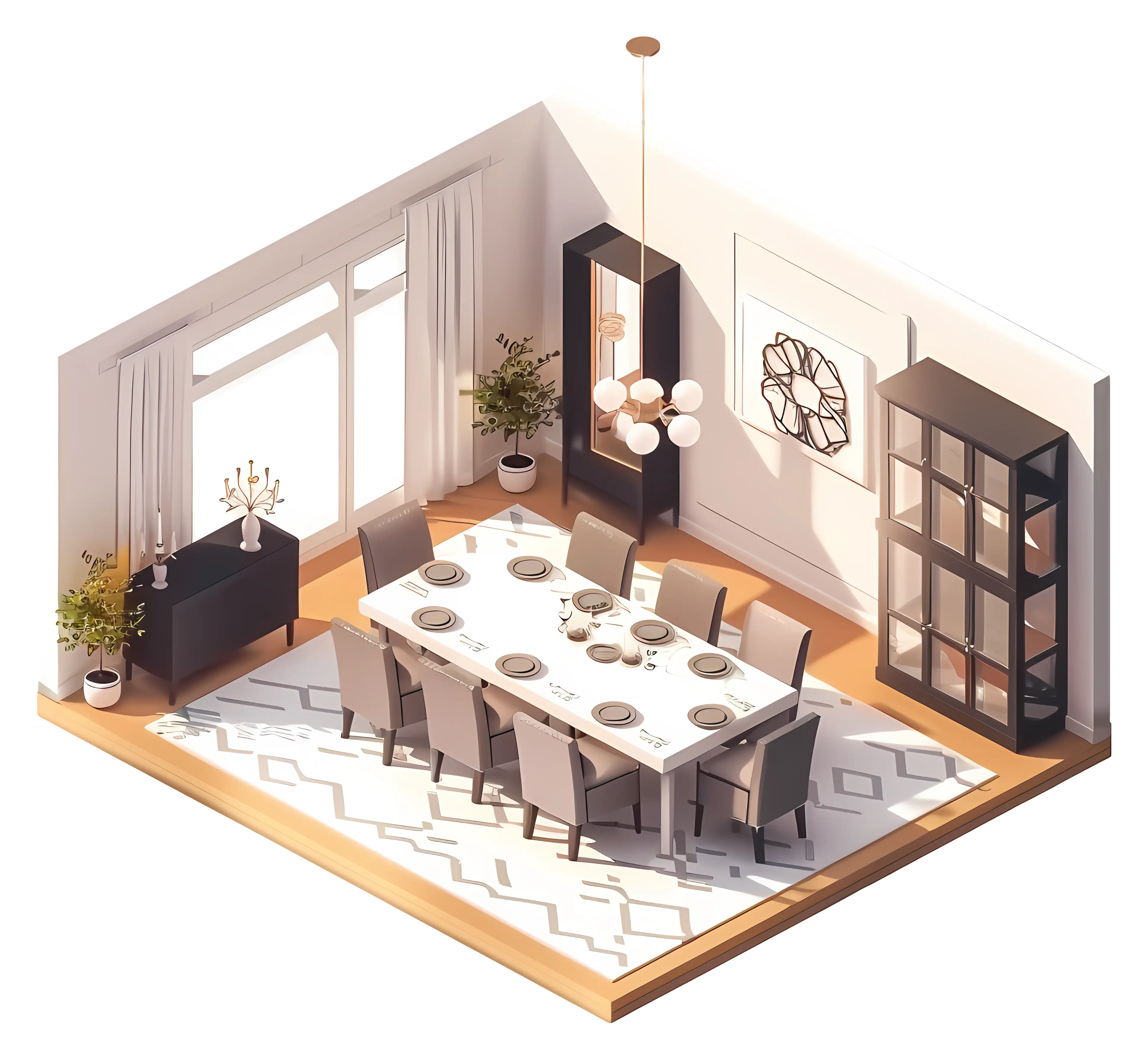 Elegant Dining Room Interior with Modern Furnishing