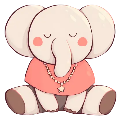 Cute Elephant Wearing a Necklace