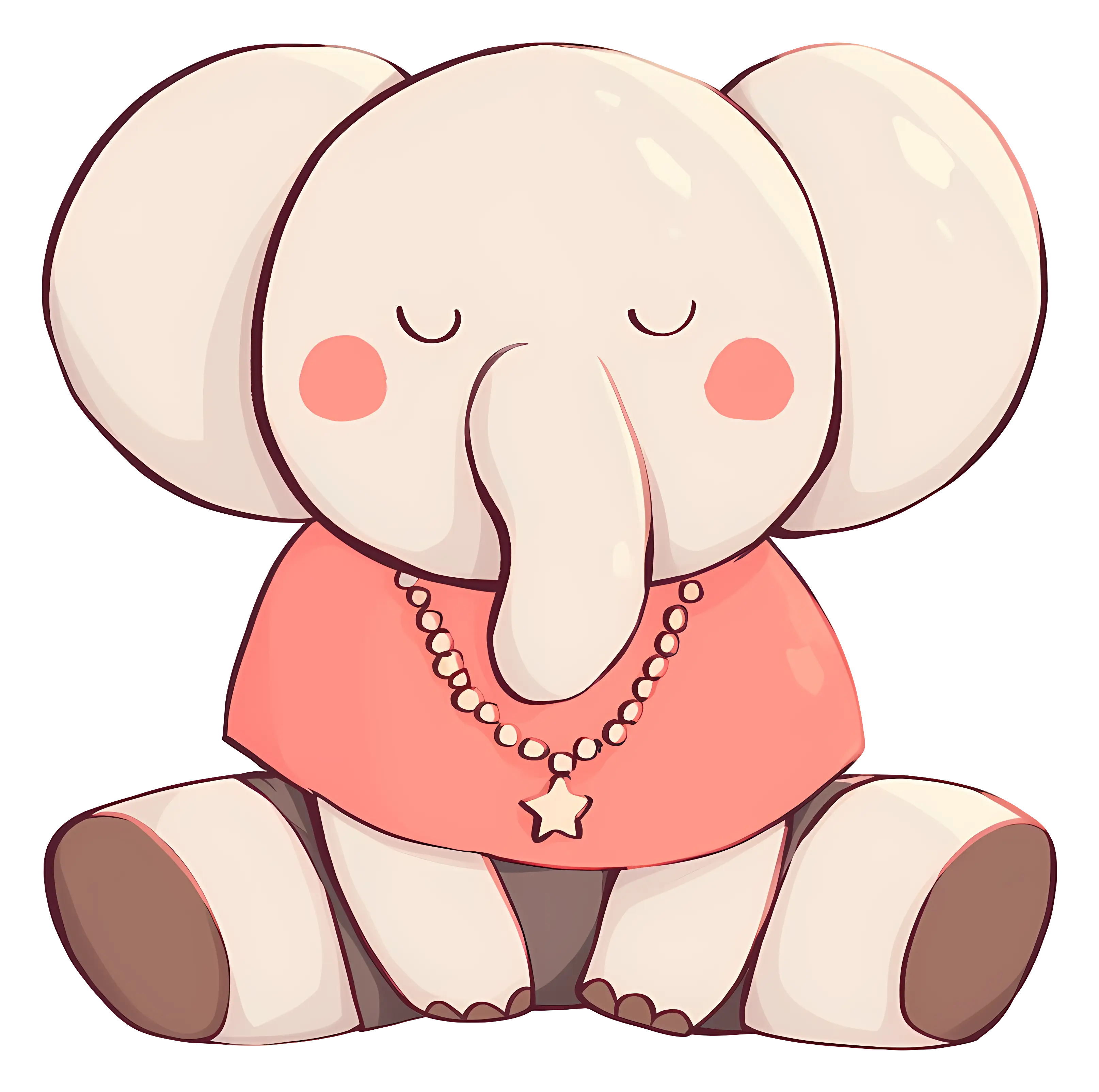 Cute Elephant Wearing a Necklace