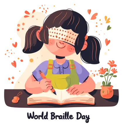 Girl Reading Braille for World Braille Day