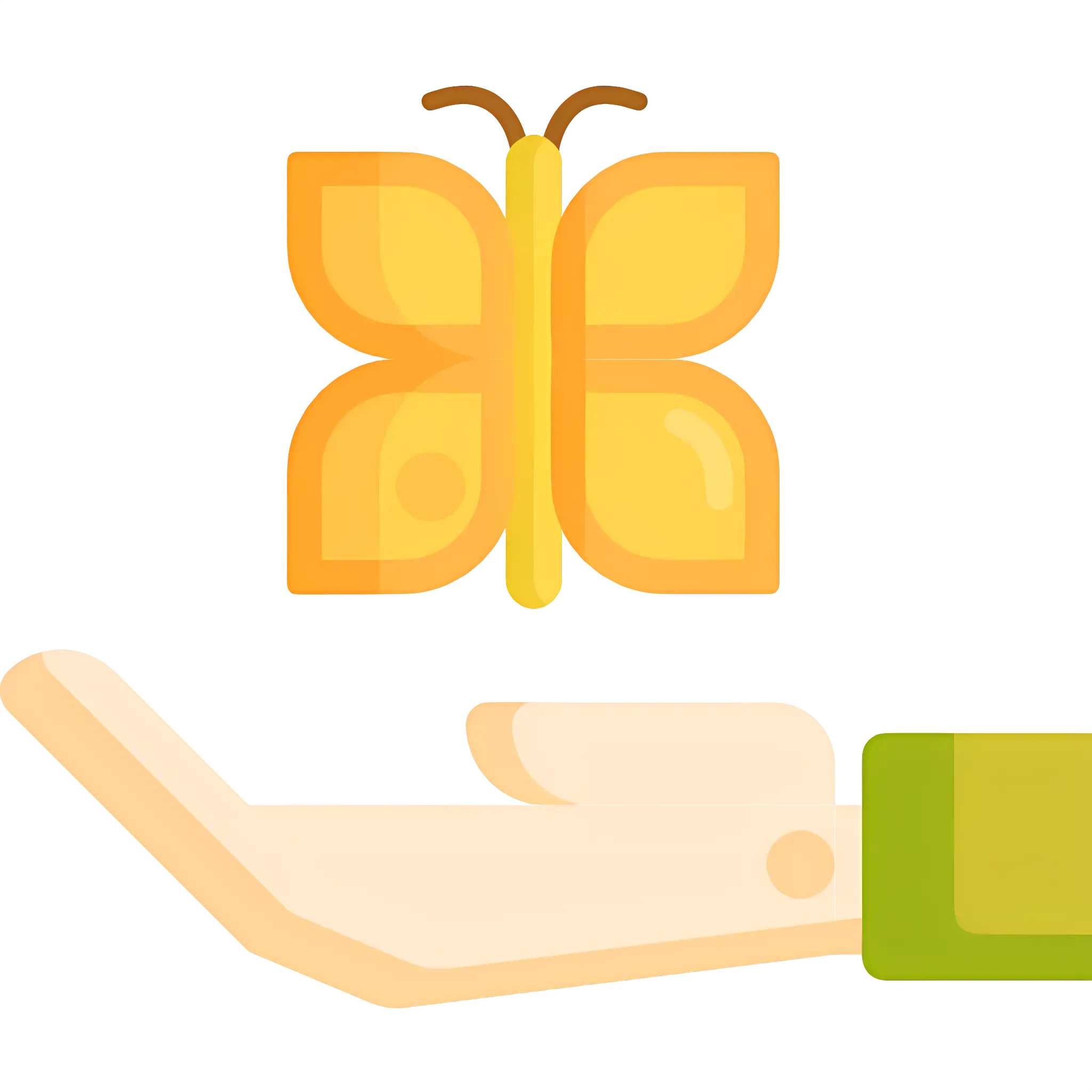 Yellow Butterfly on Hand Illustration