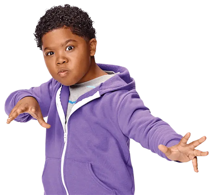 Boy in Purple Hoodie Making a Gesture