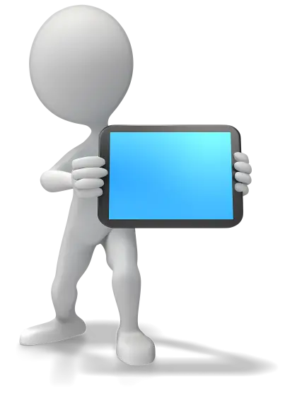 Cartoon Figure Holding Tablet