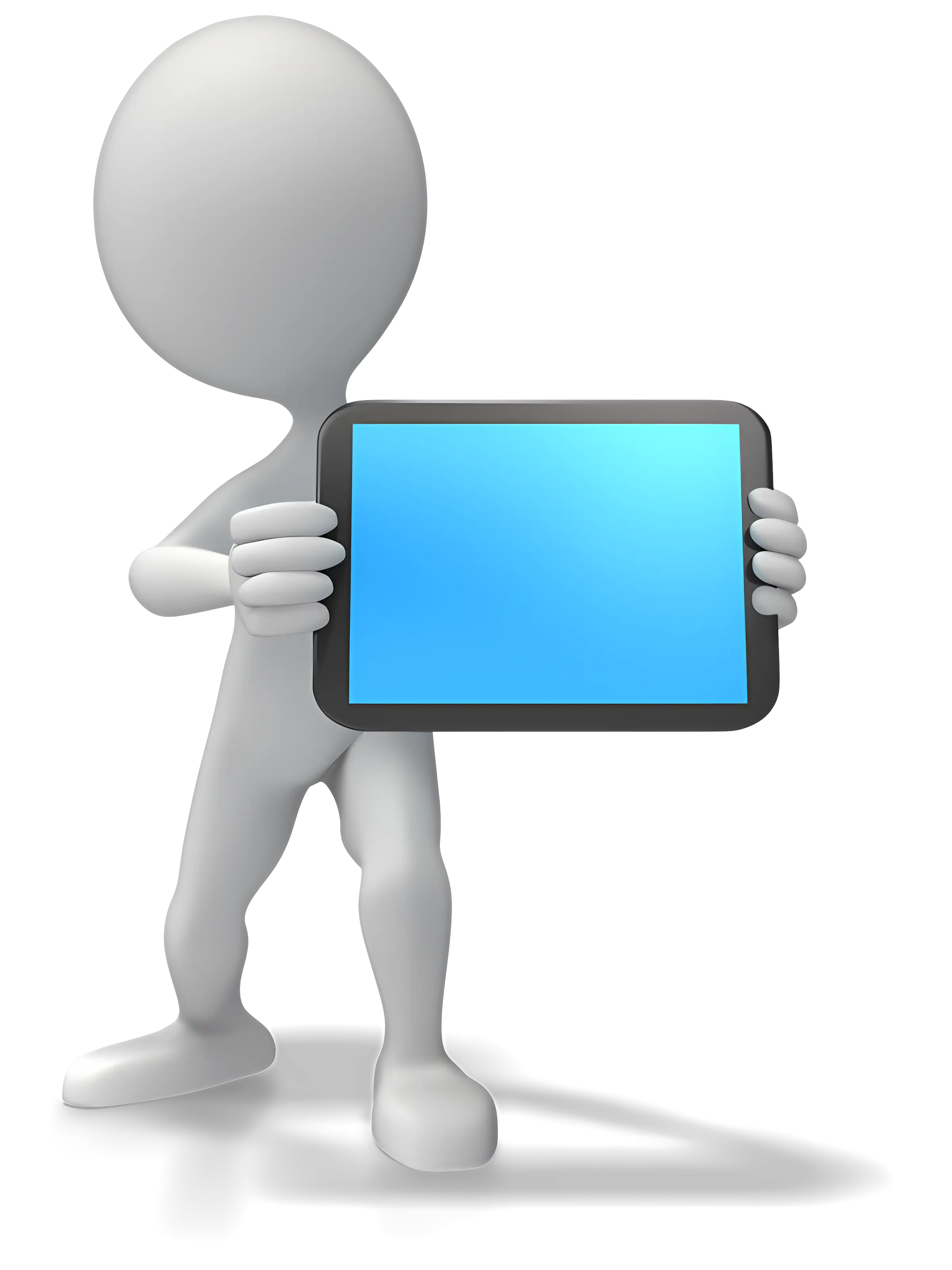Cartoon Figure Holding Tablet