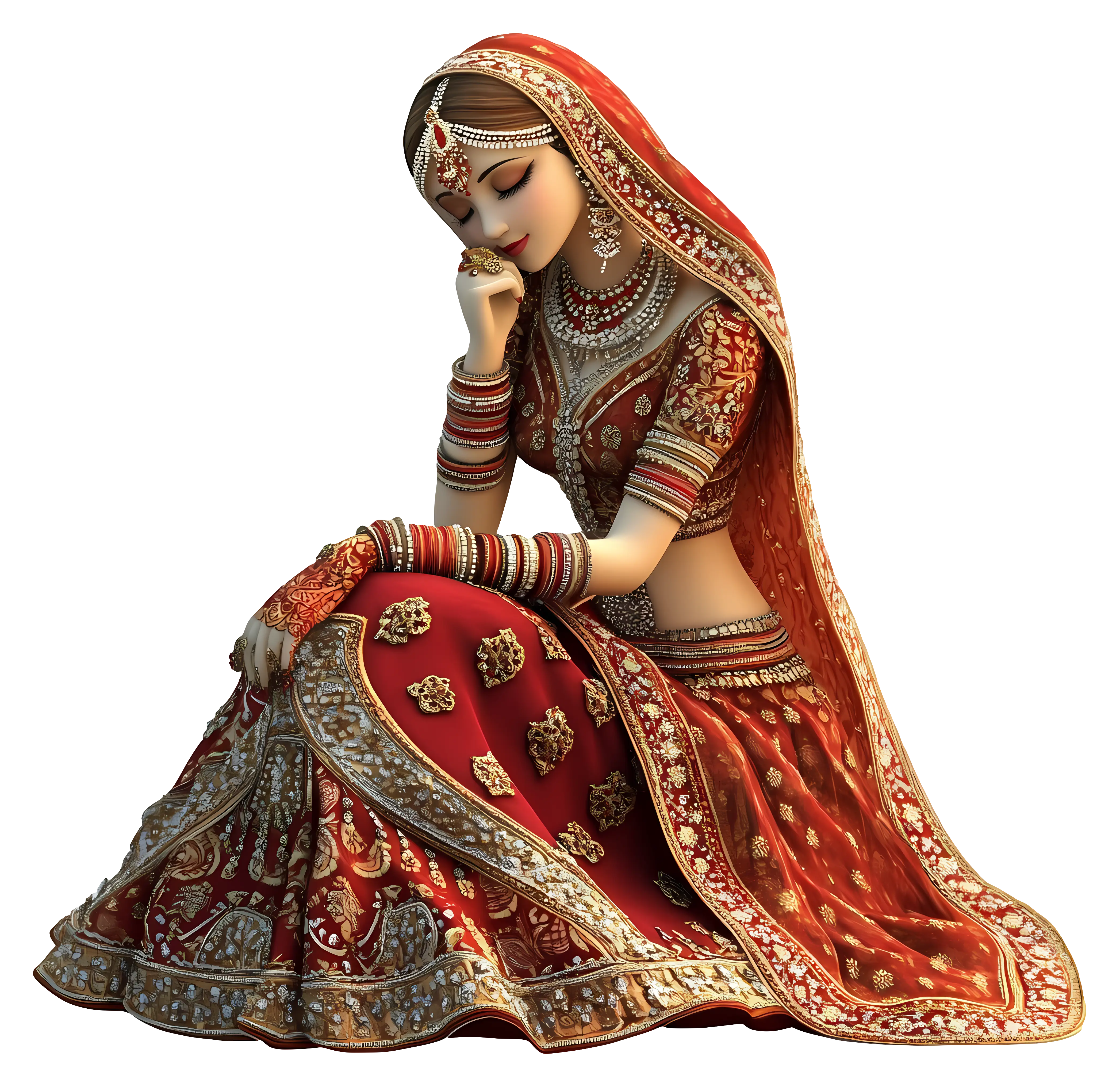 Elegant Traditional Bride in Red