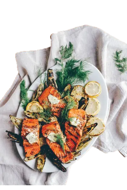 Grilled Salmon Dish with Lemon and Herbs