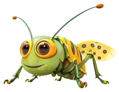 Cartoon Grasshopper with Bright Colors
