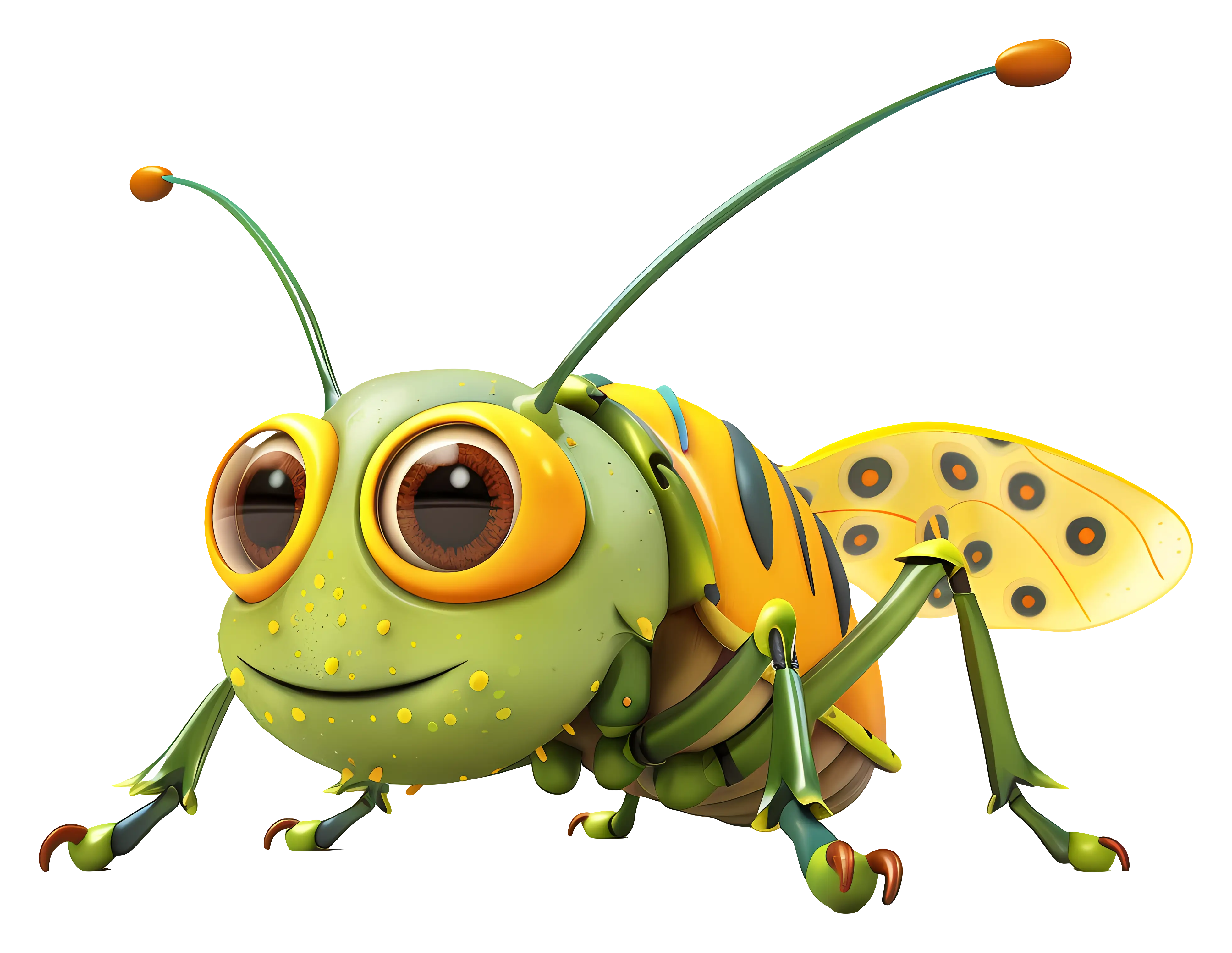 Cartoon Grasshopper with Bright Colors