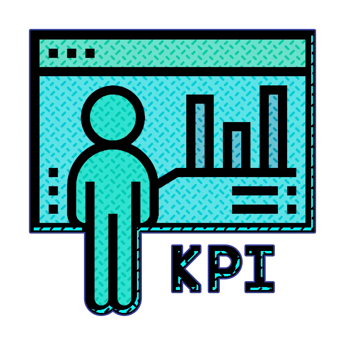 Icon of KPI Dashboard with Graph and Person