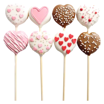 Heart-Shaped Cake Pops with Decorations