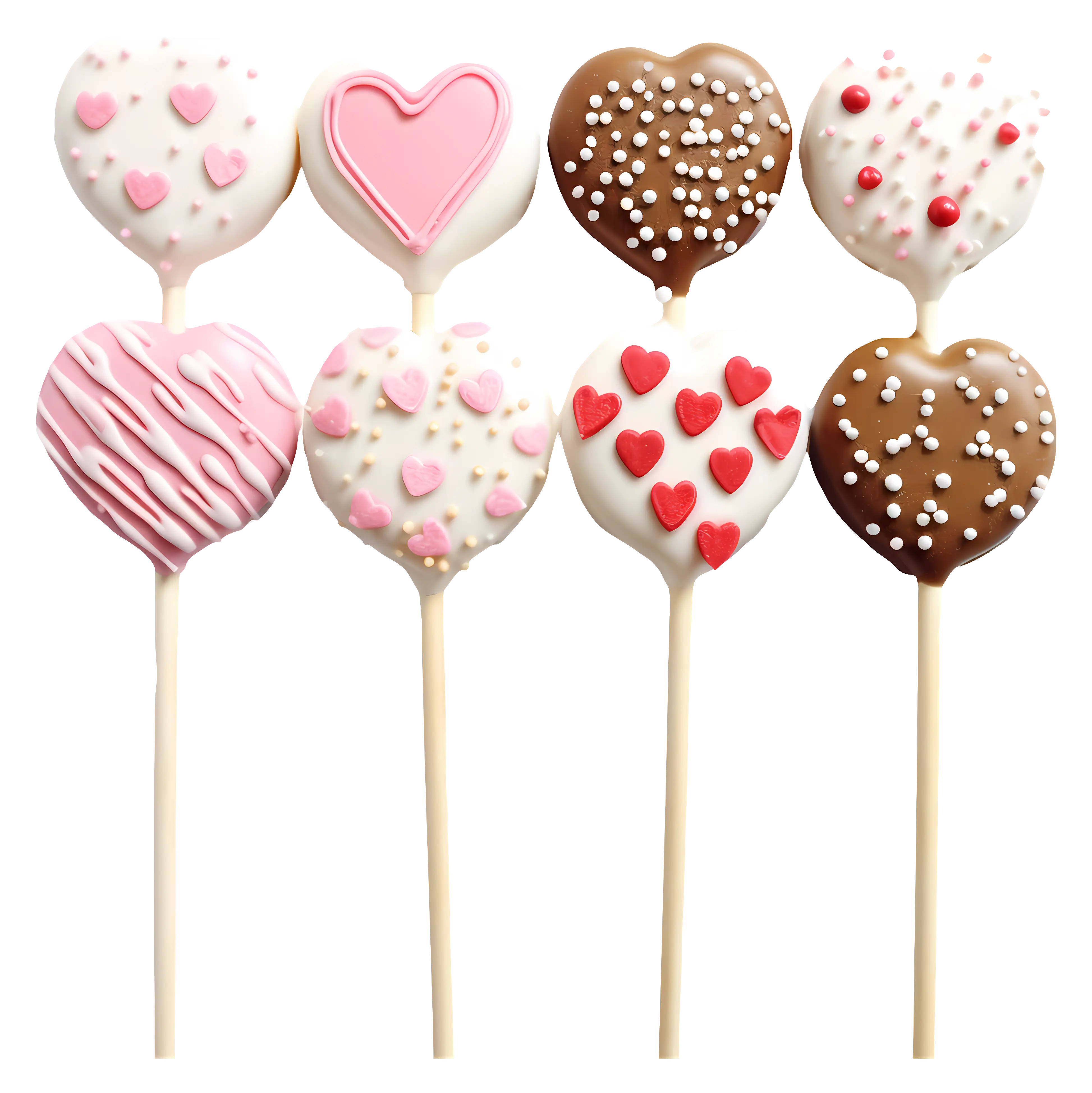Heart-Shaped Cake Pops with Decorations