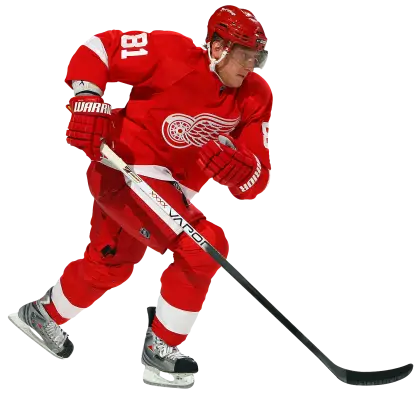 Ice Hockey Player in Red Uniform