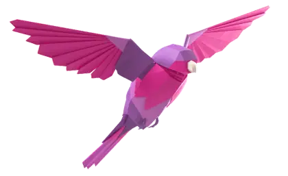 Flying Pink Low-Poly Bird in Geometric Style