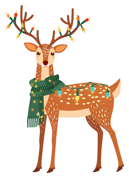 Festive Reindeer with Lights and Scarf