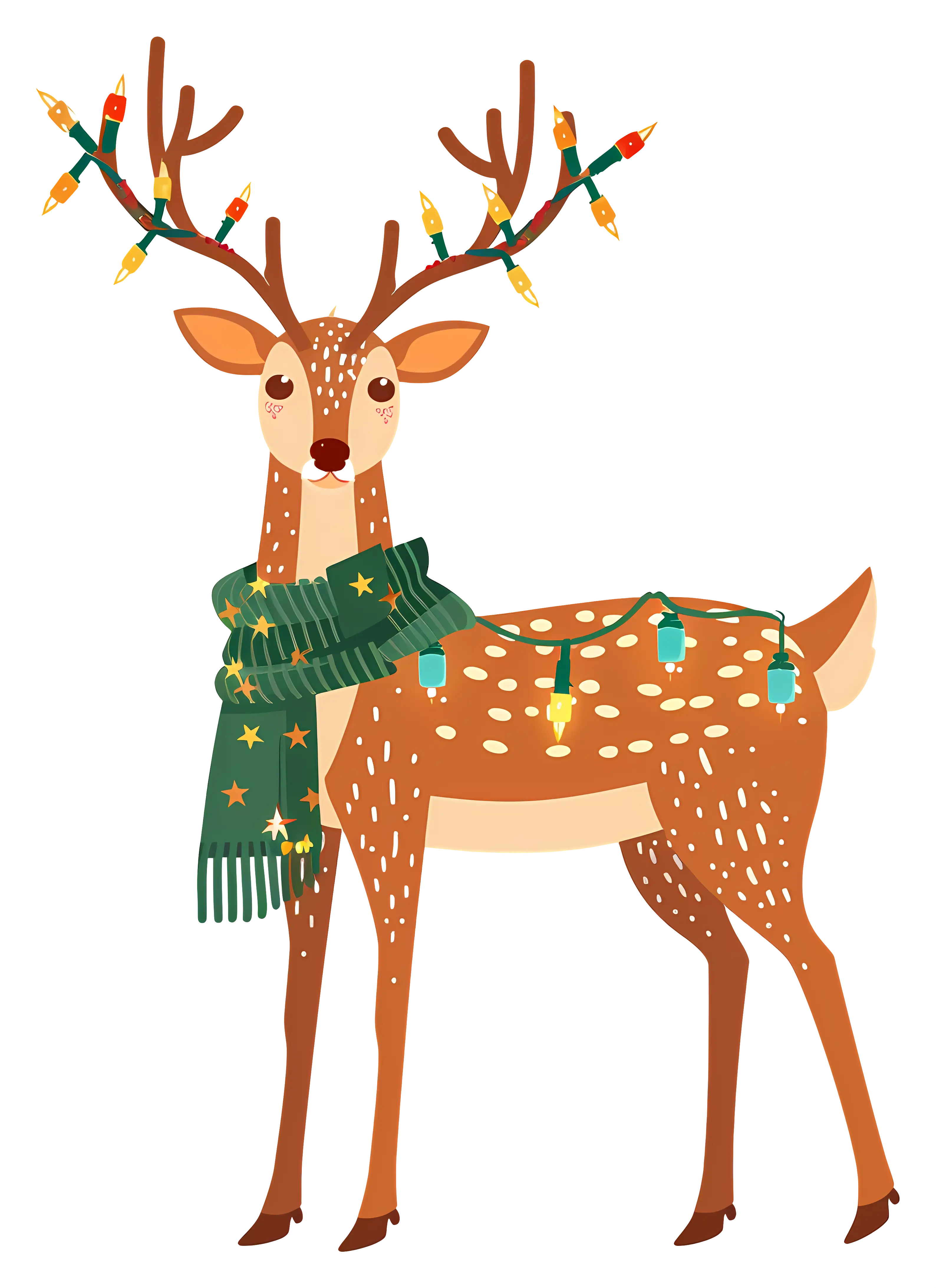 Festive Reindeer with Lights and Scarf