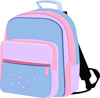 Blue and Pink Backpack with Star Details