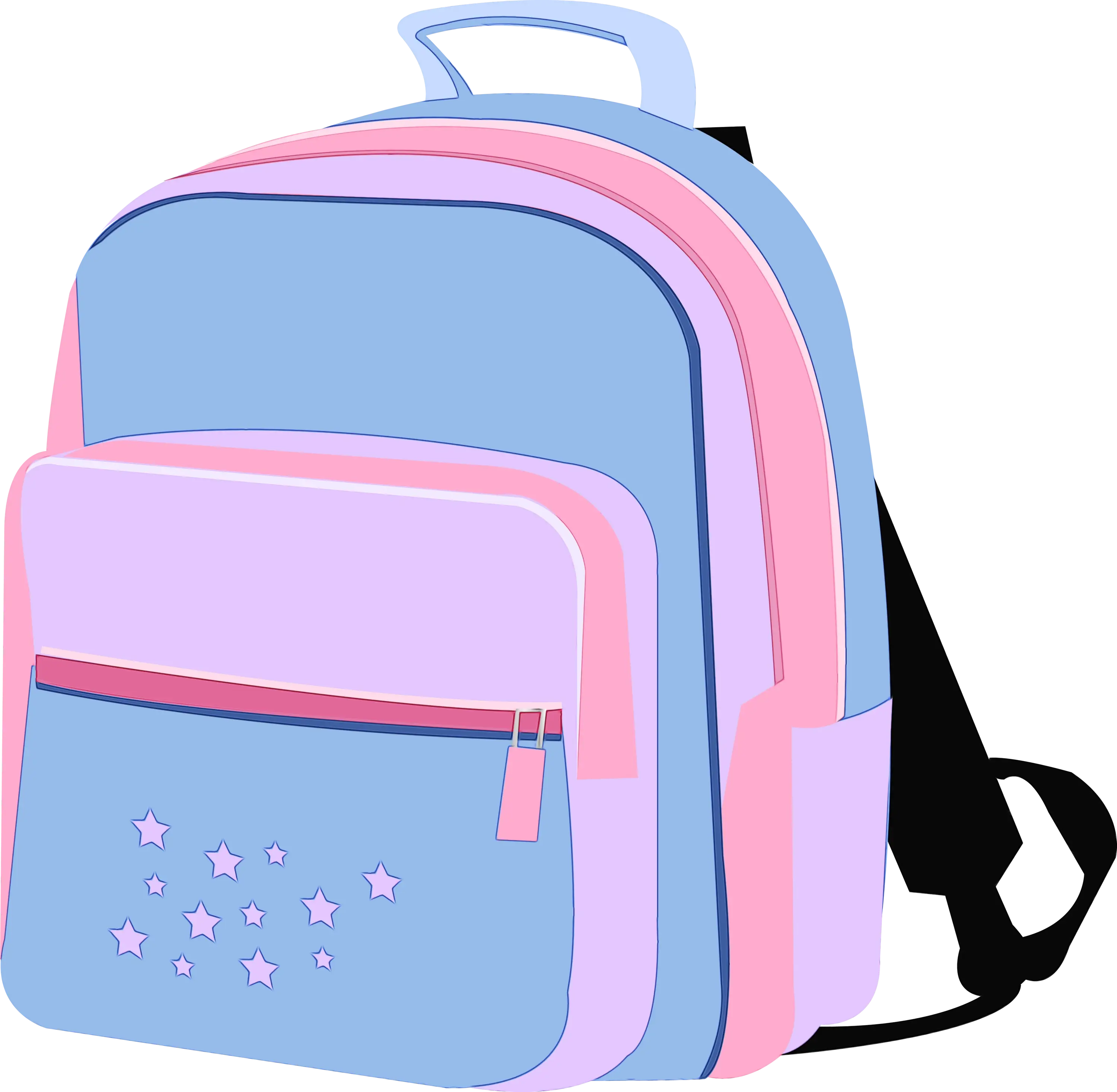 Blue and Pink Backpack with Star Details