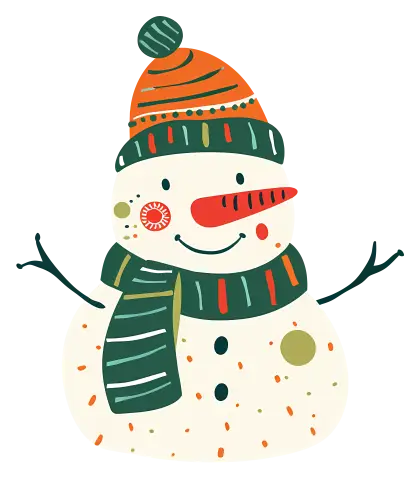 Festive Smiling Snowman with Winter Accessories