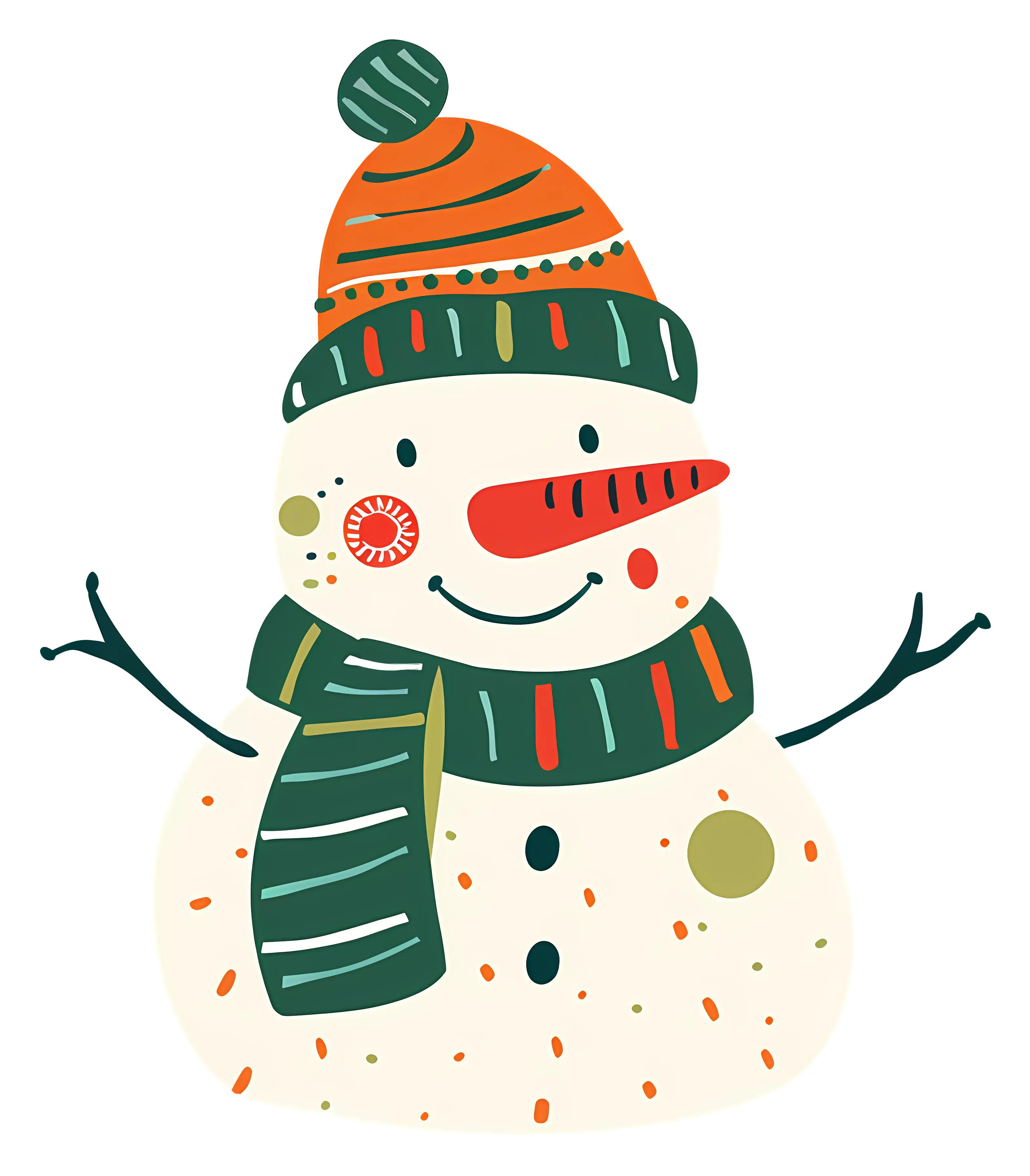 Festive Smiling Snowman with Winter Accessories