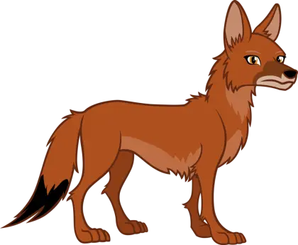 Cartoon Brown Wolf in the Wild