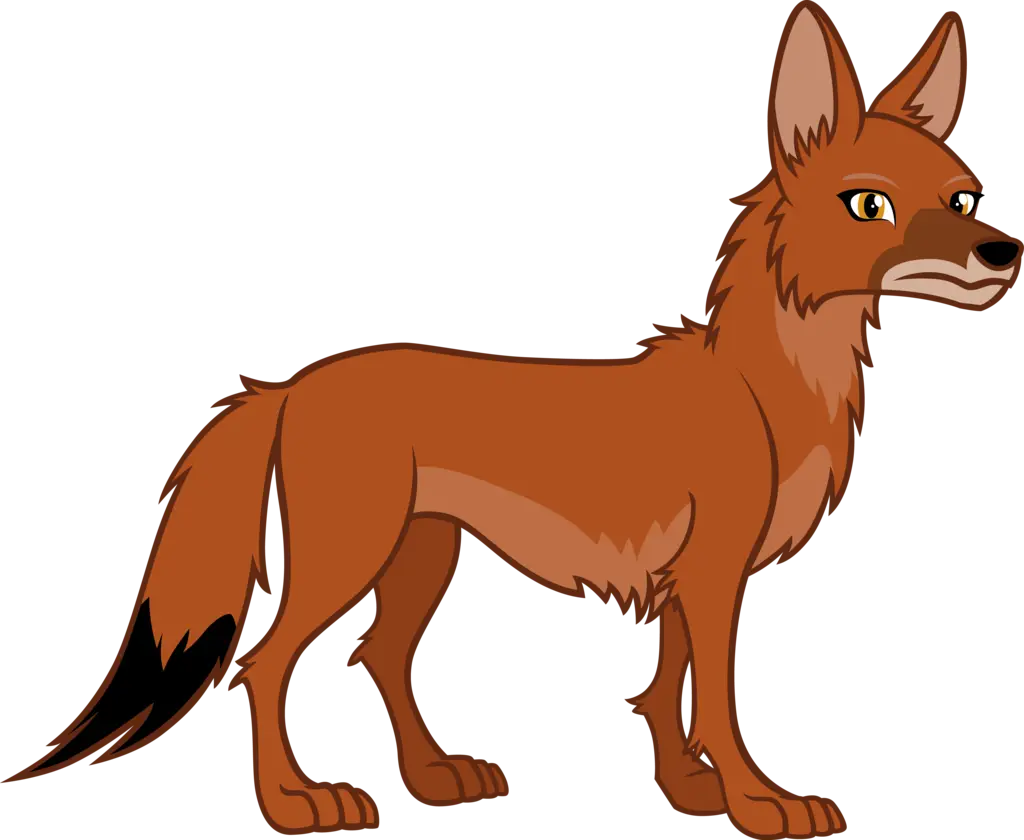 Cartoon Brown Wolf in the Wild