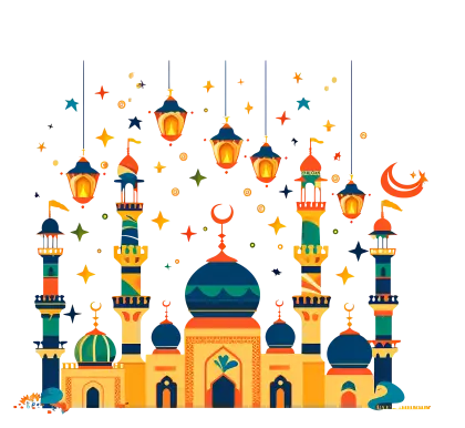 Colorful Mosque Illustration for Eid Celebration