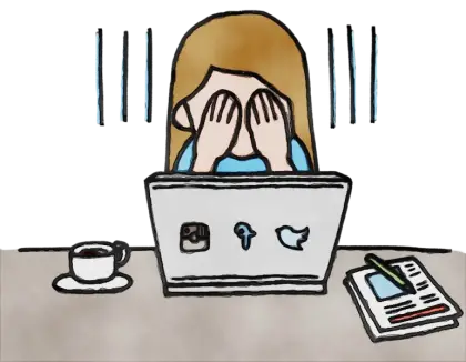 Stressed Cartoon Person Working at Desk