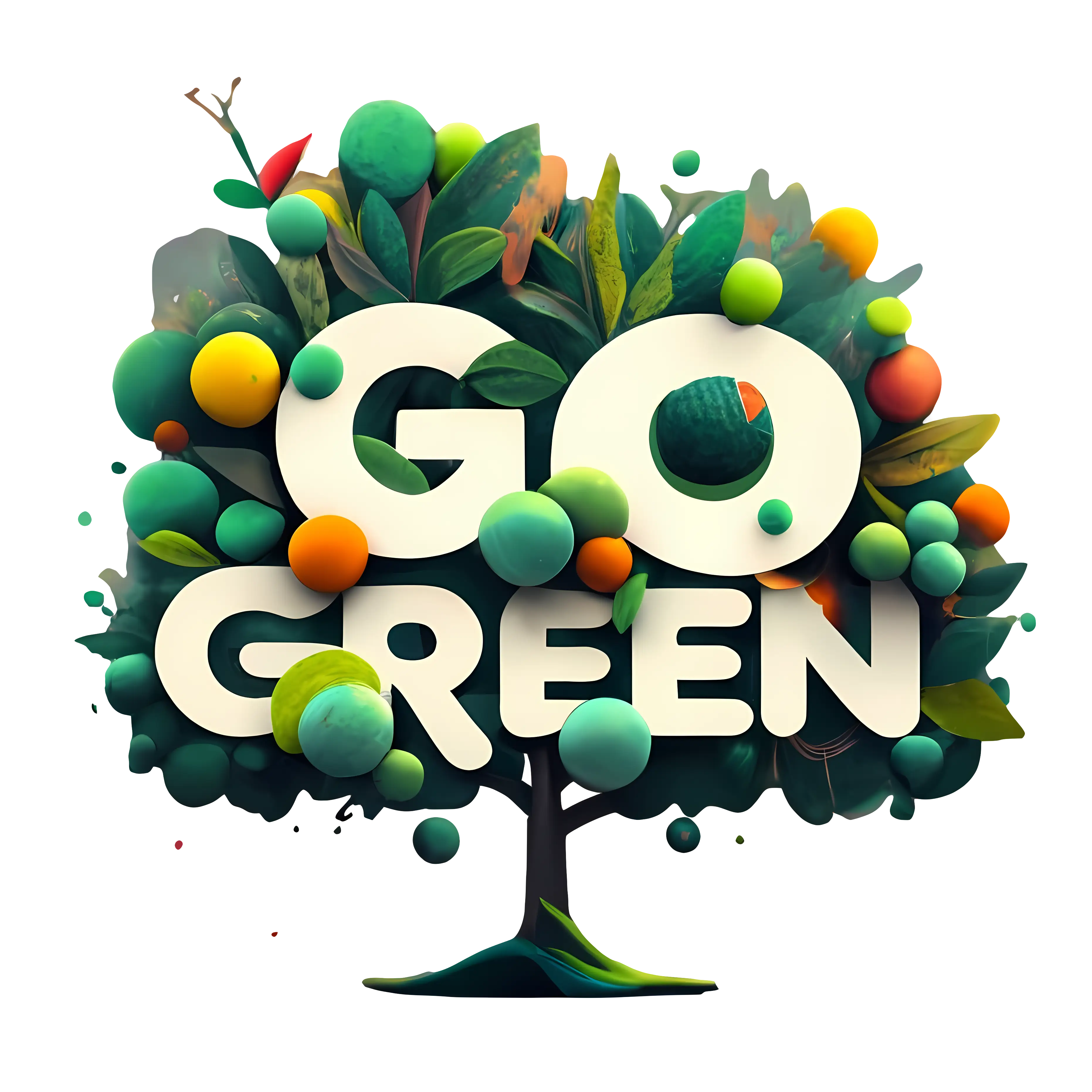 Go Green Illustrated Colorful Tree