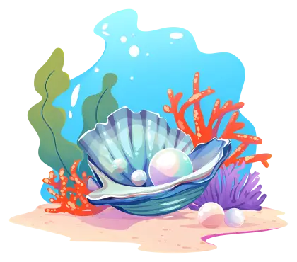Underwater Pearl in Seashell Illustration
