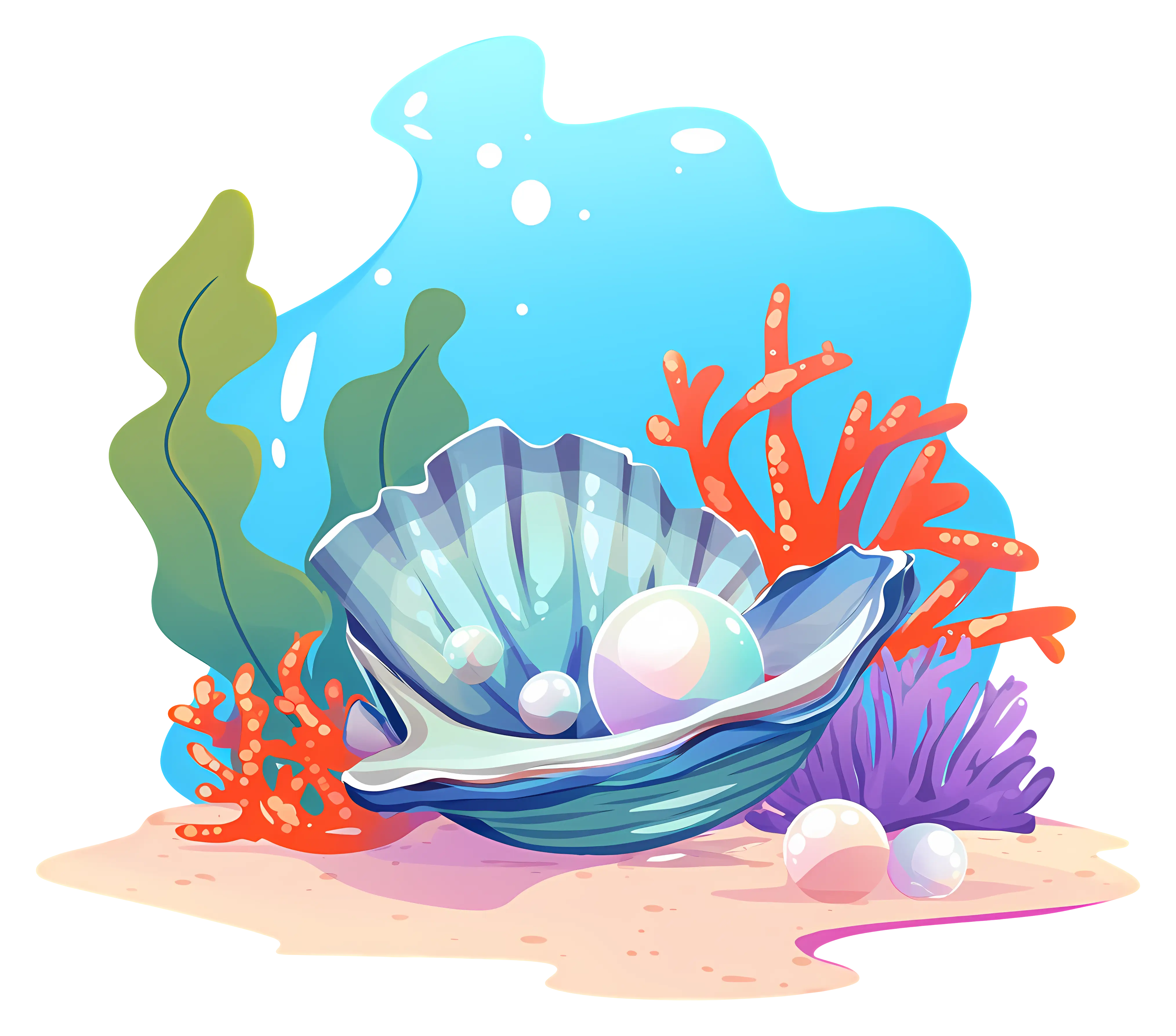 Underwater Pearl in Seashell Illustration