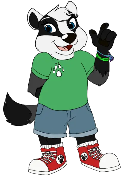 Cute Cartoon Skunk in Green Shirt