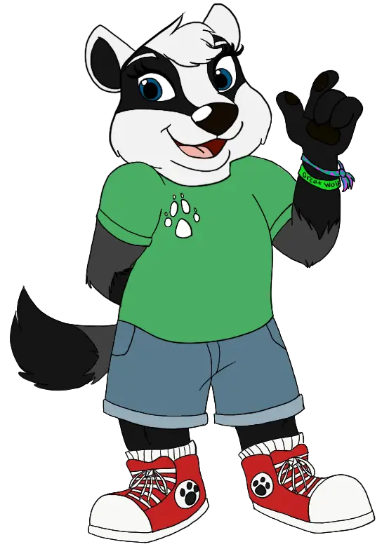 Cute Cartoon Skunk in Green Shirt