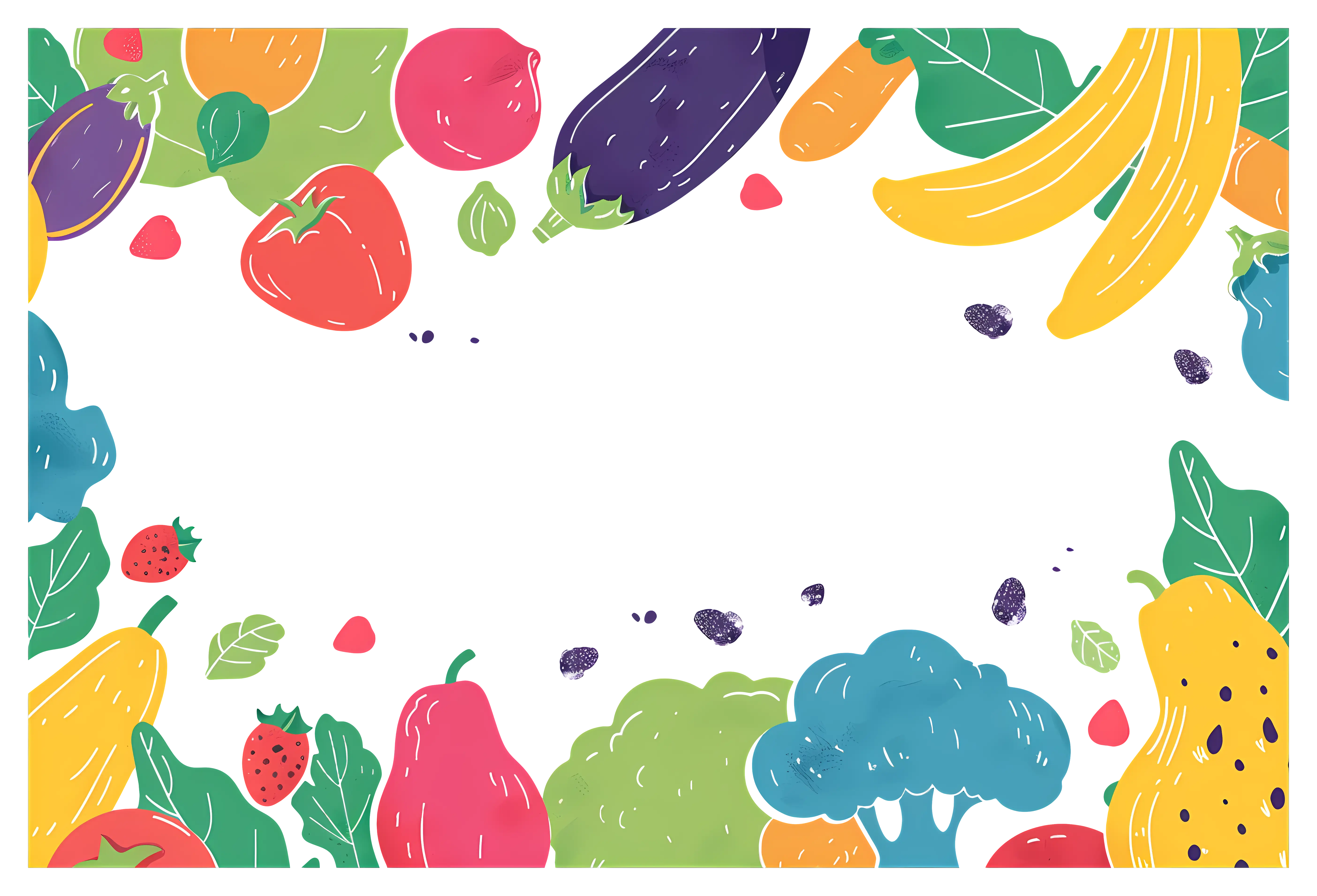 Bright and colorful theme of fruits and vegetables