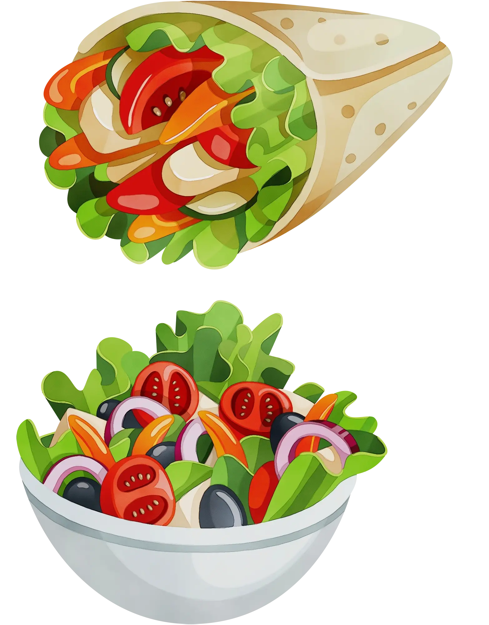 Vegetable Salad Bowl and Fresh Wrap
