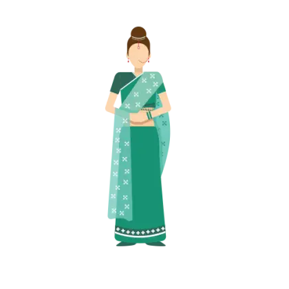 Woman in Green Sari Traditional Dress